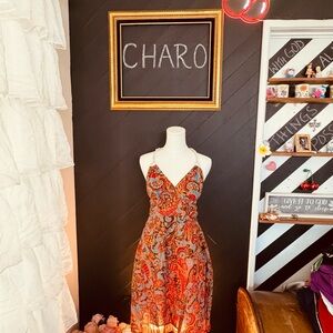 Anthropologie Moulinette Soeurs Paisley Halter Dress with Beaded Rope Straps